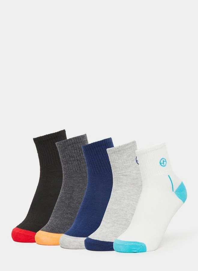 Styli Pack of 5 - Printed Detail Ribbed Cuff Crew Socks